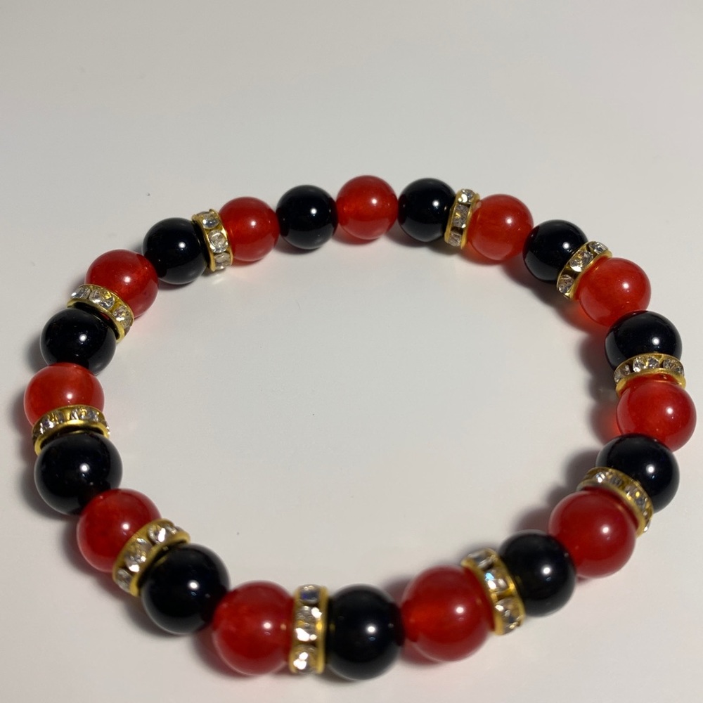 Red & black w gold accents bracelet